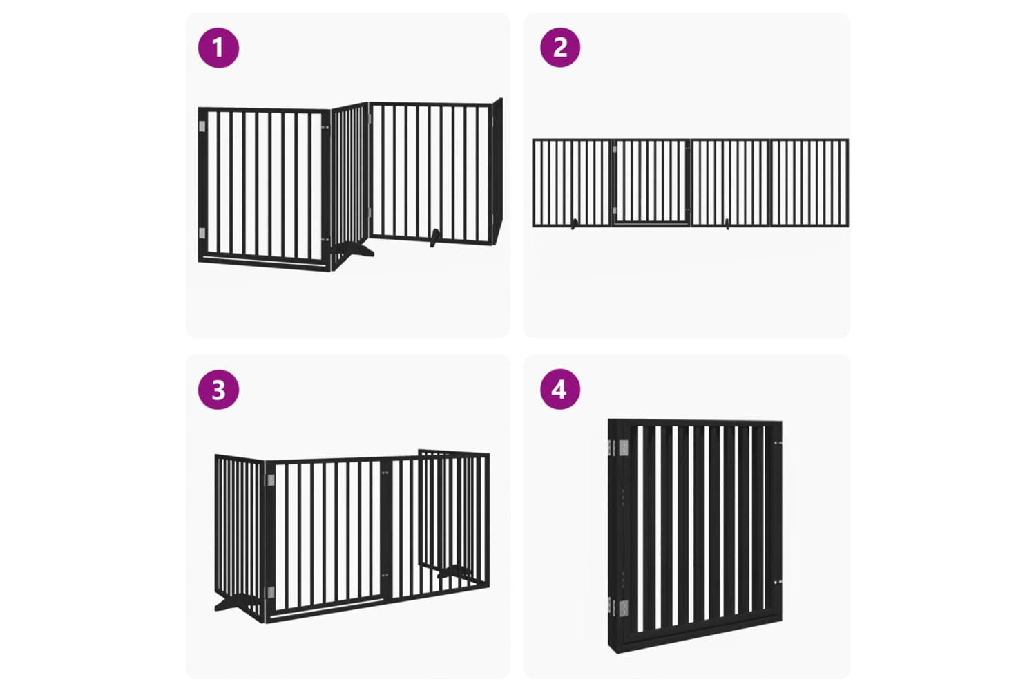 Vidaxl Dog Gate With Door Foldable 4 Panels Black 320 Cm Poplar Wood-7