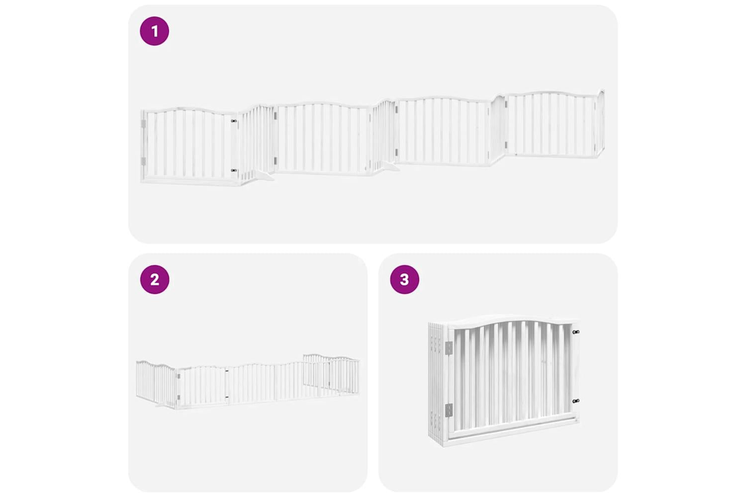 Vidaxl Dog Gate With Door Foldable 8 Panels White 640 Cm Poplar Wood-6