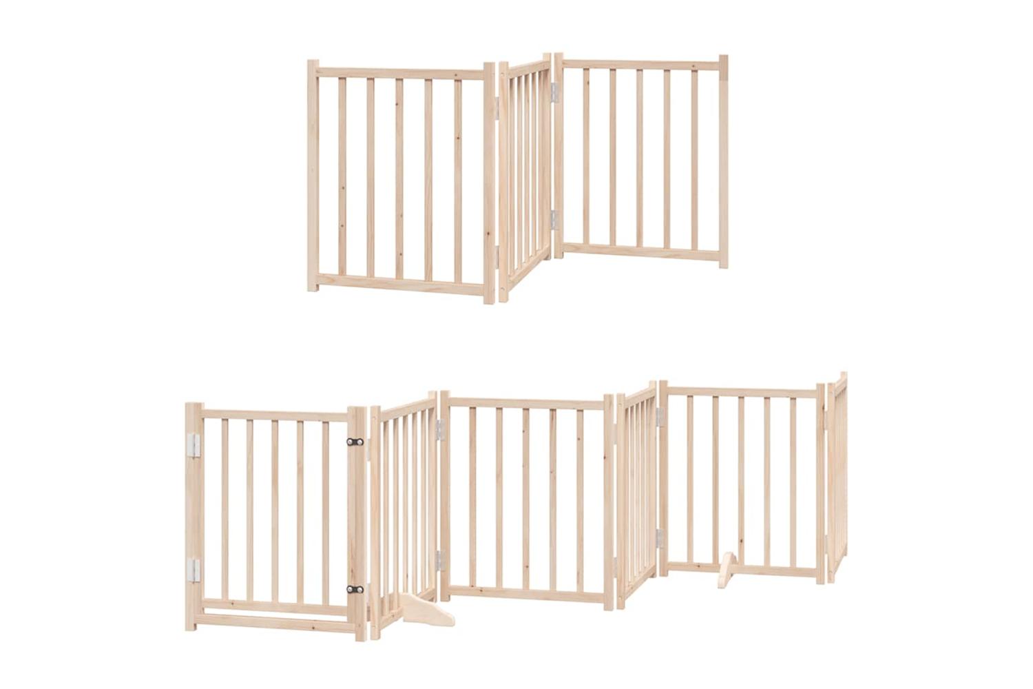 Vidaxl Dog Gate With Door Foldable 12 Panels 600 Cm Poplar Wood-3