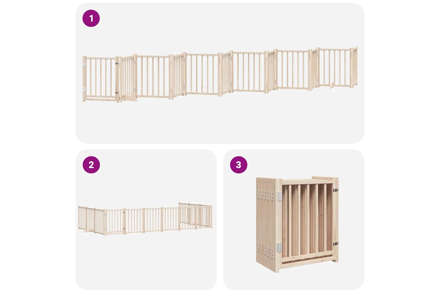Vidaxl Dog Gate With Door Foldable 12 Panels 600 Cm Poplar Wood-6