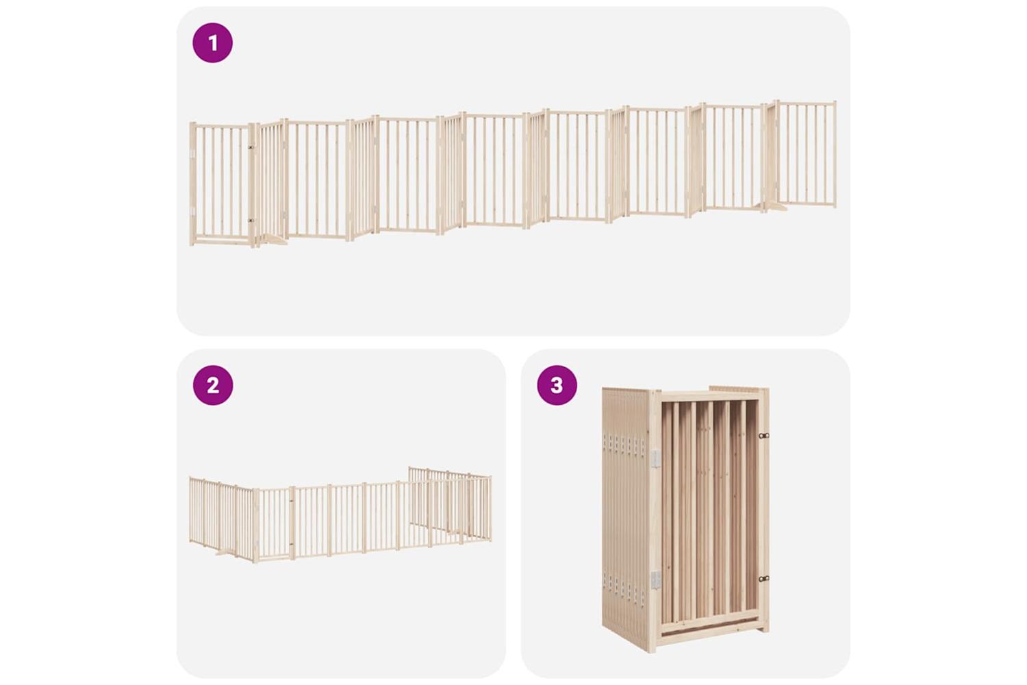 Vidaxl Dog Gate With Door Foldable 15 Panels 750 Cm Poplar Wood-6