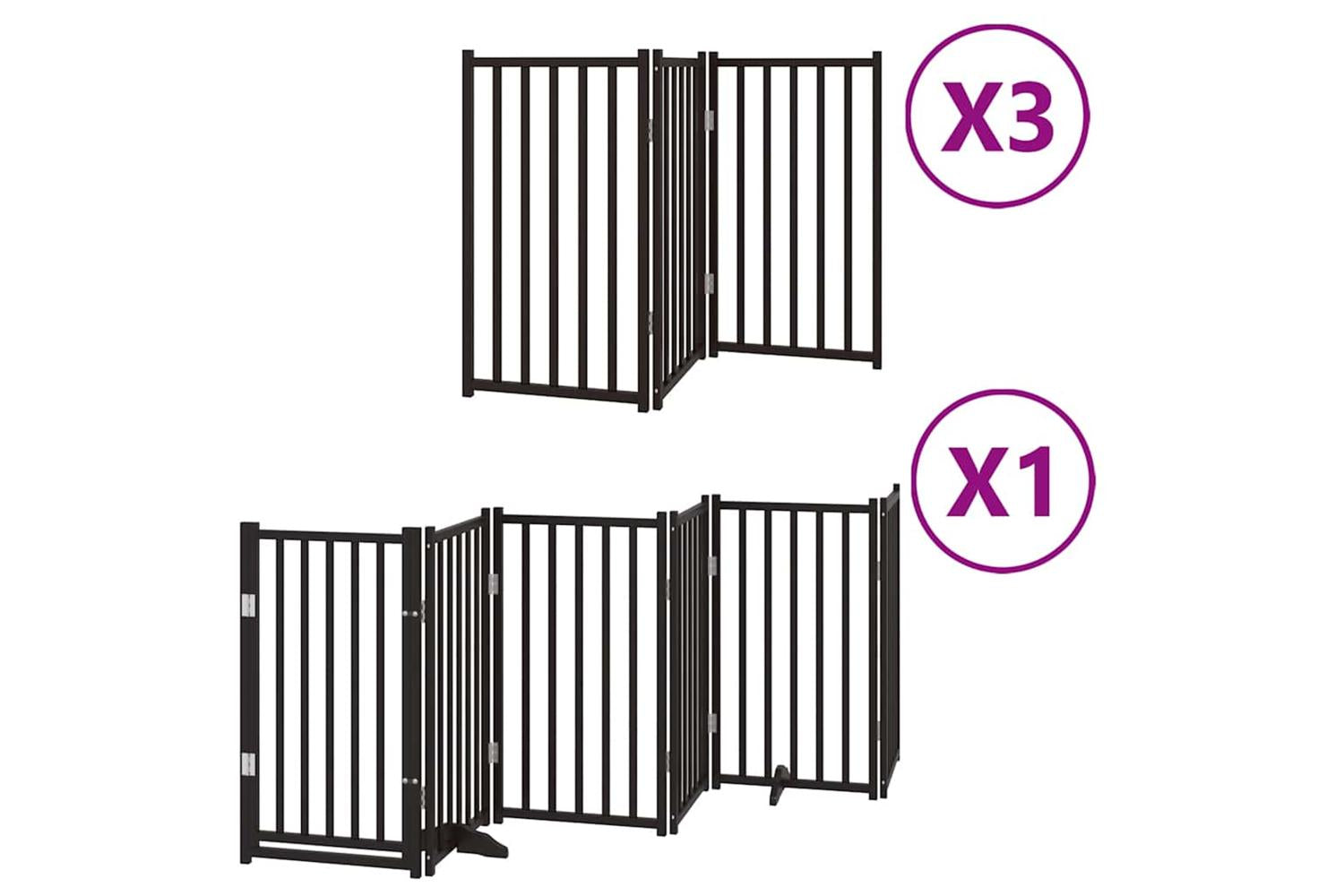 Vidaxl Dog Gate With Door Foldable 15 Panels Black 750 Cm Poplar Wood-2