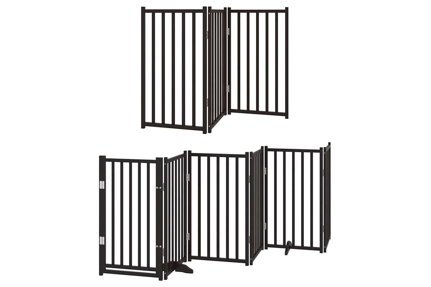 Vidaxl Dog Gate With Door Foldable 15 Panels Black 750 Cm Poplar Wood-3