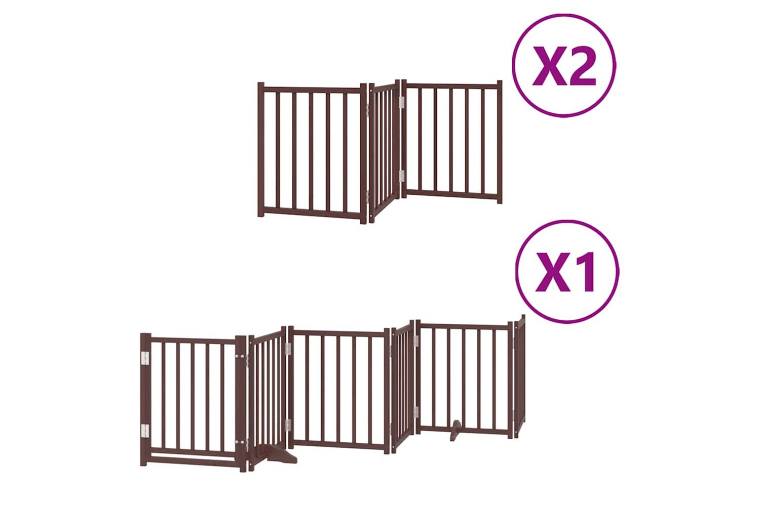 Vidaxl Dog Gate With Door Foldable 12 Panels Brown 600 Cm Poplar Wood-2