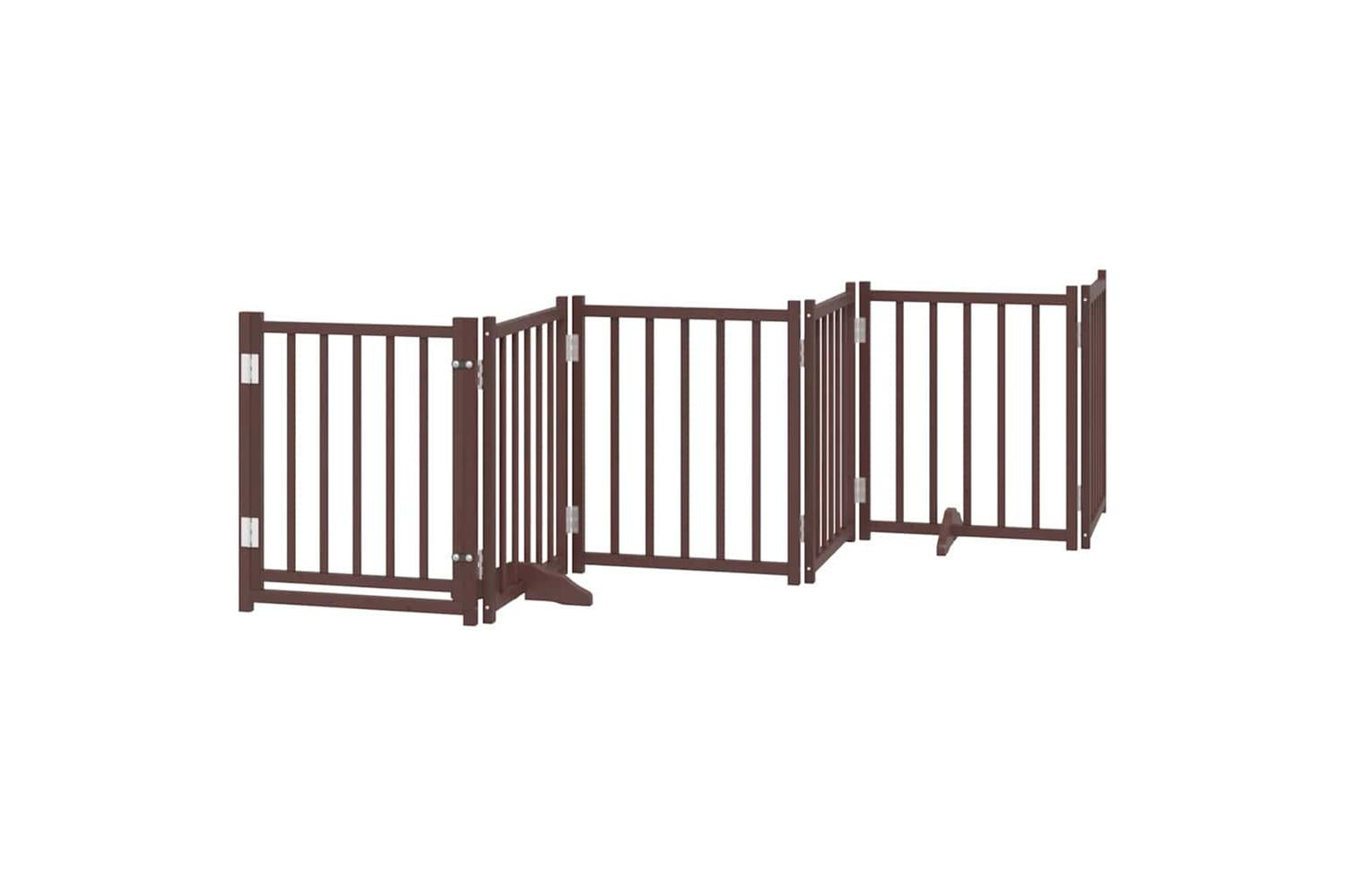 Vidaxl Dog Gate With Door Foldable 12 Panels Brown 600 Cm Poplar Wood-4