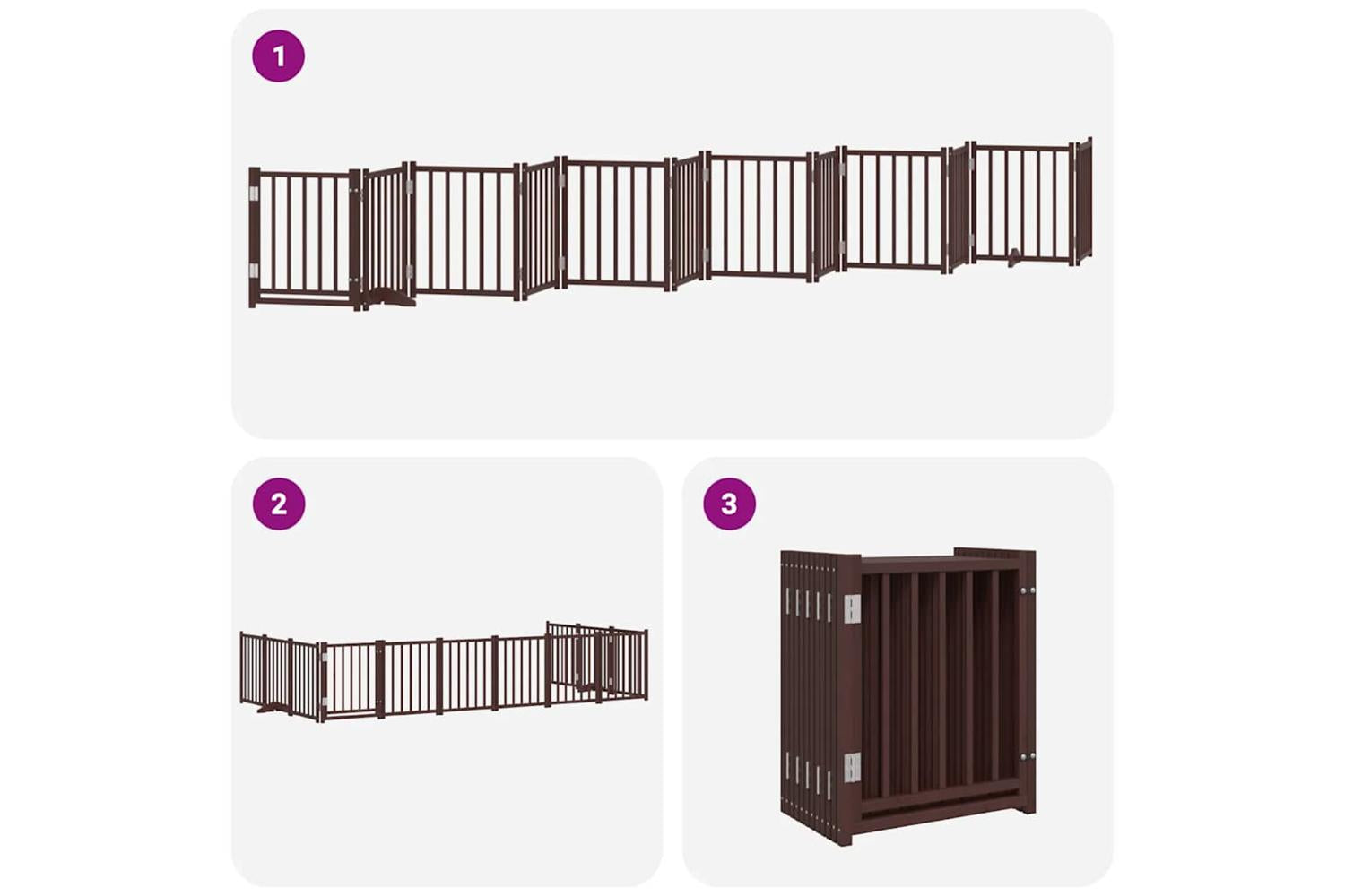 Vidaxl Dog Gate With Door Foldable 12 Panels Brown 600 Cm Poplar Wood-6