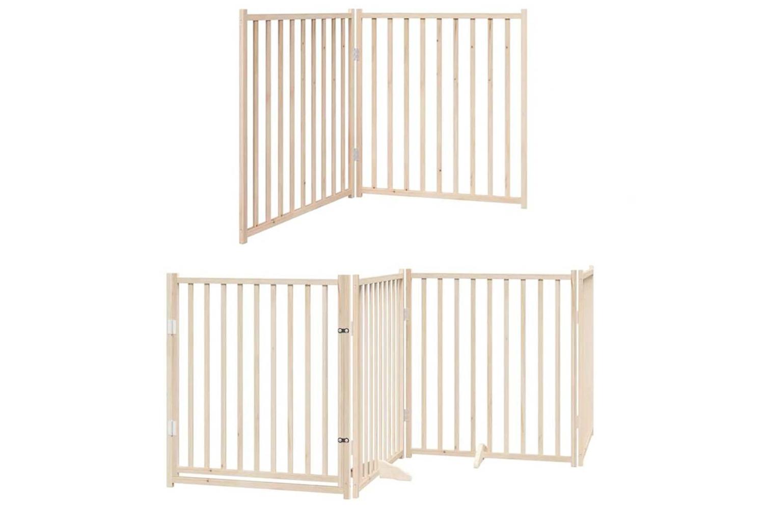 Vidaxl Dog Gate With Door Foldable 12 Panels 960 Cm Poplar Wood-3
