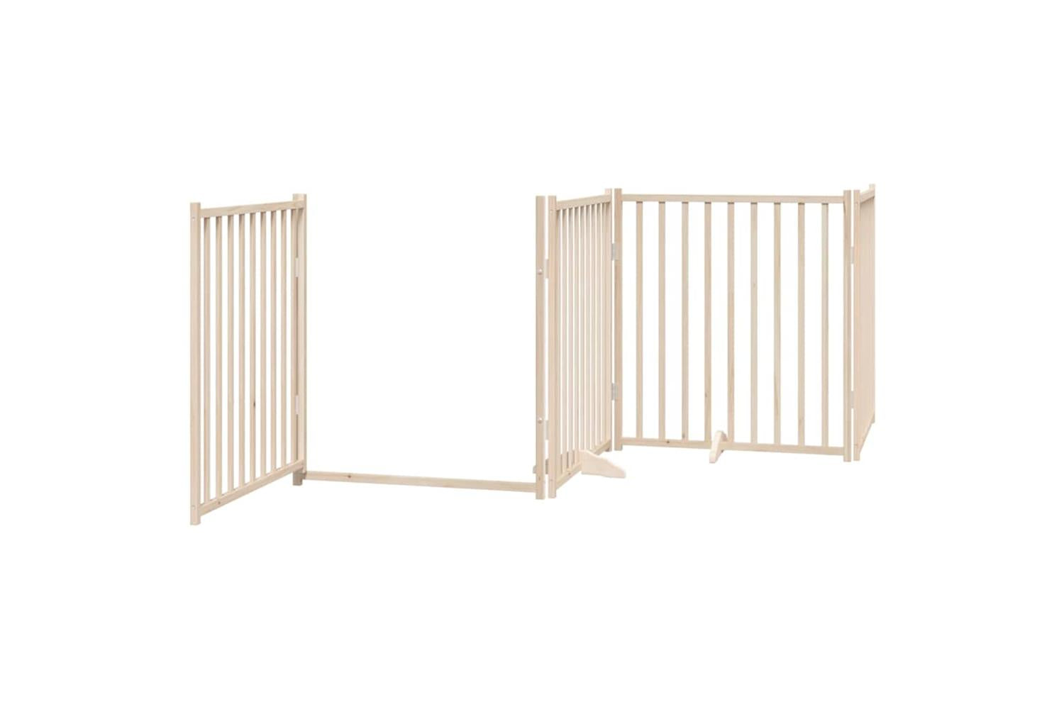 Vidaxl Dog Gate With Door Foldable 12 Panels 960 Cm Poplar Wood-5