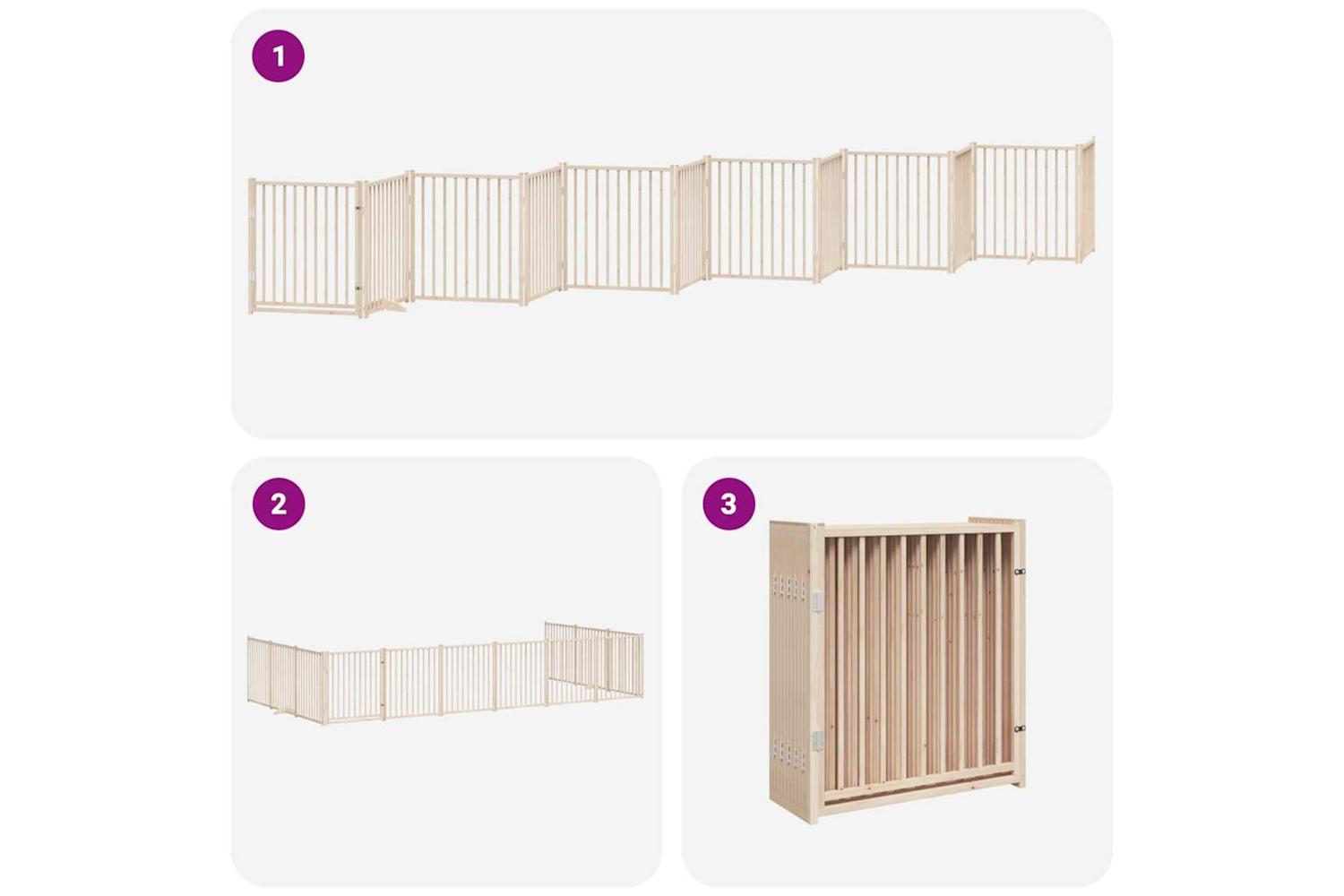 Vidaxl Dog Gate With Door Foldable 12 Panels 960 Cm Poplar Wood-6