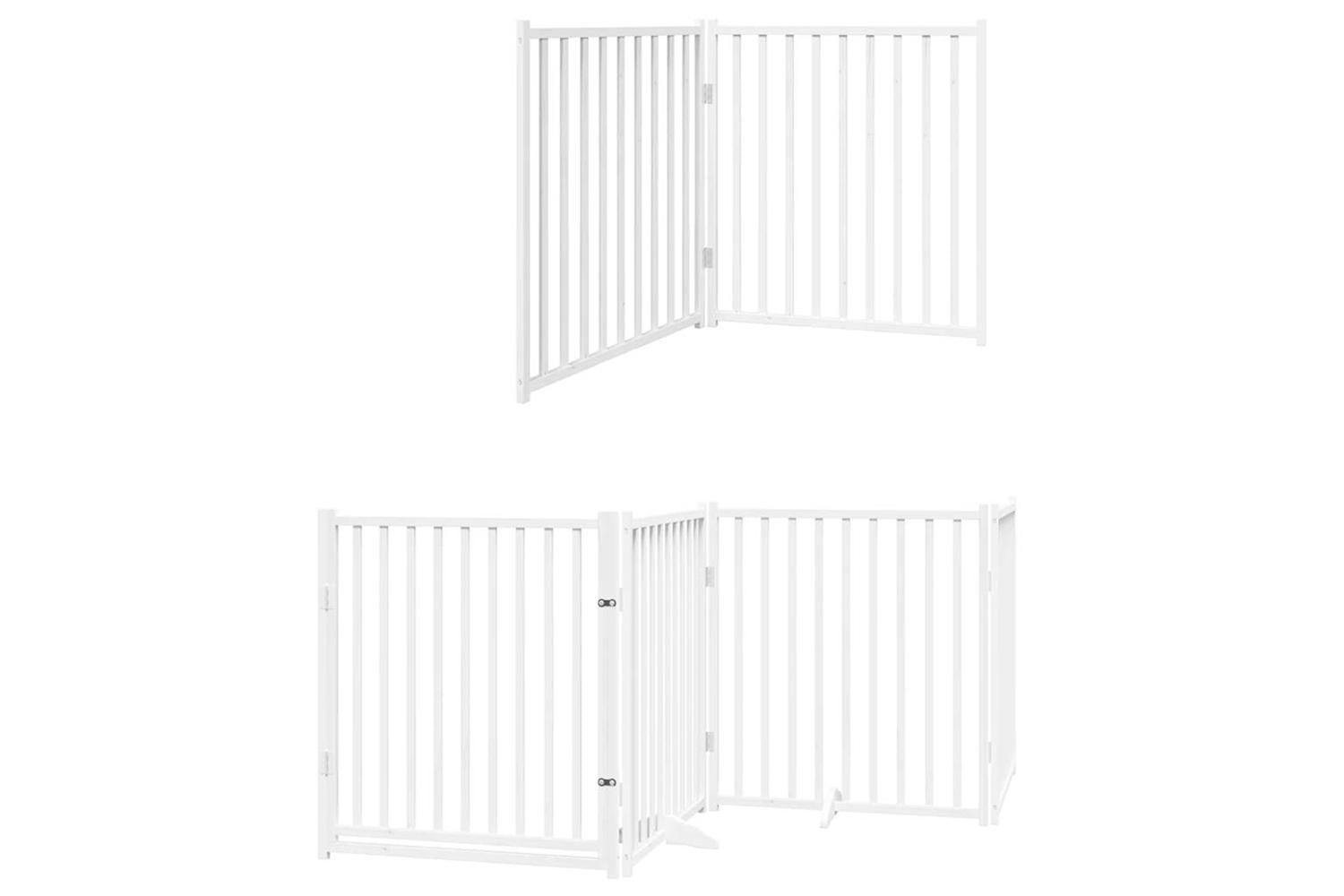 Vidaxl Dog Gate With Door Foldable 10 Panels White 800 Cm Poplar Wood-3