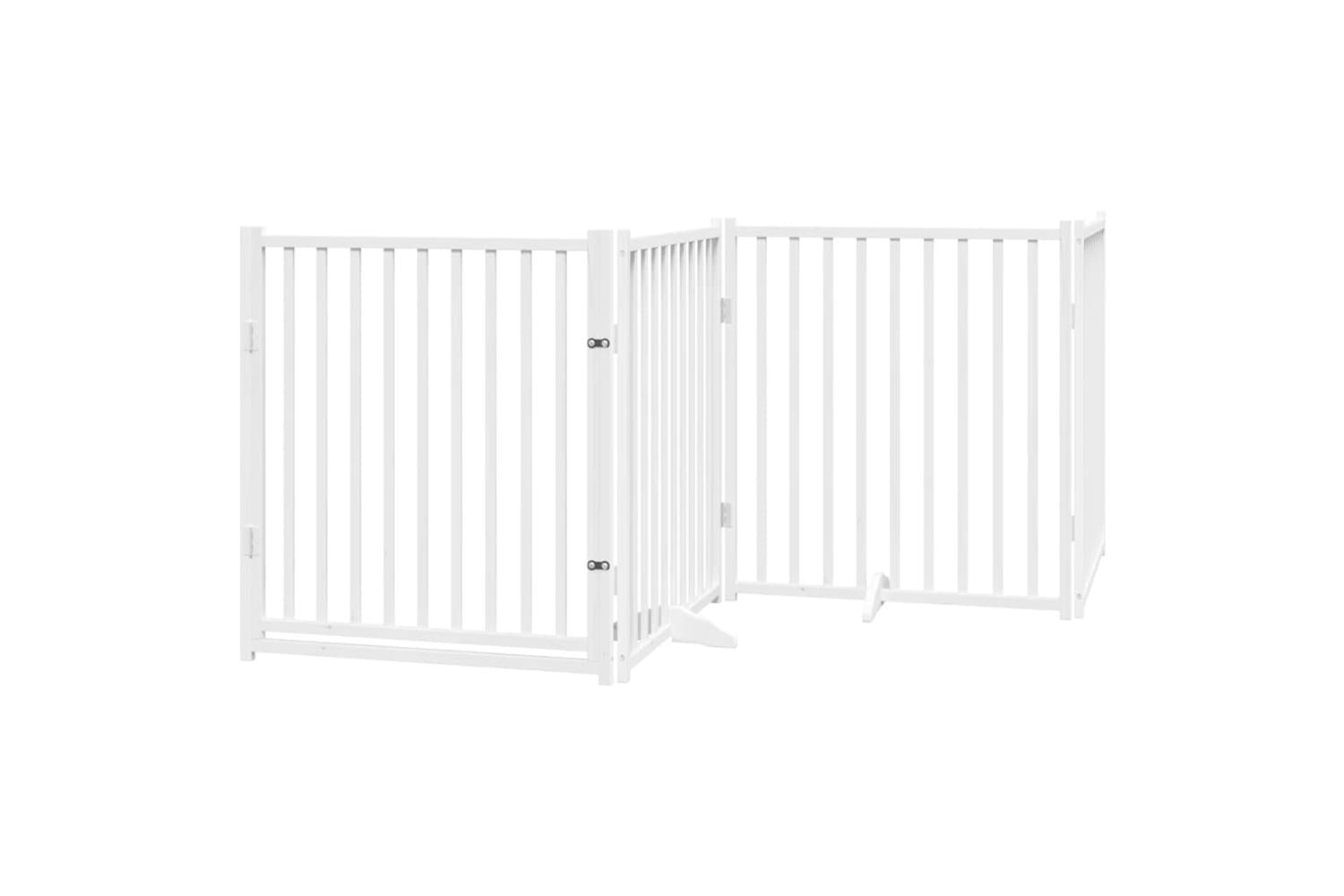 Vidaxl Dog Gate With Door Foldable 10 Panels White 800 Cm Poplar Wood-4