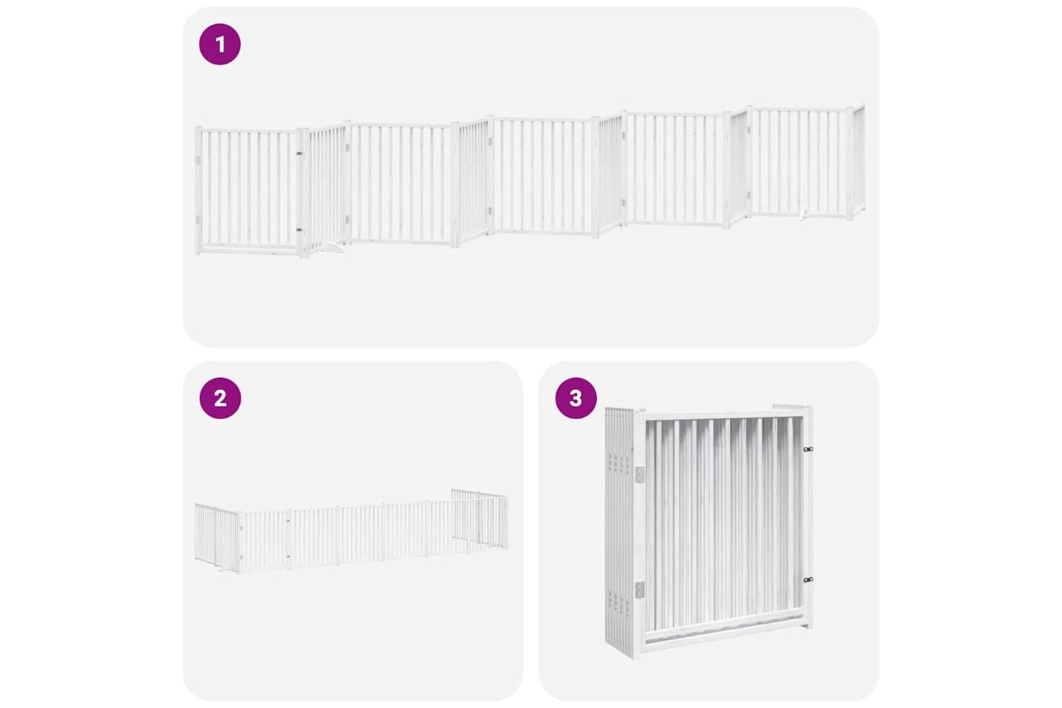 Vidaxl Dog Gate With Door Foldable 10 Panels White 800 Cm Poplar Wood-6