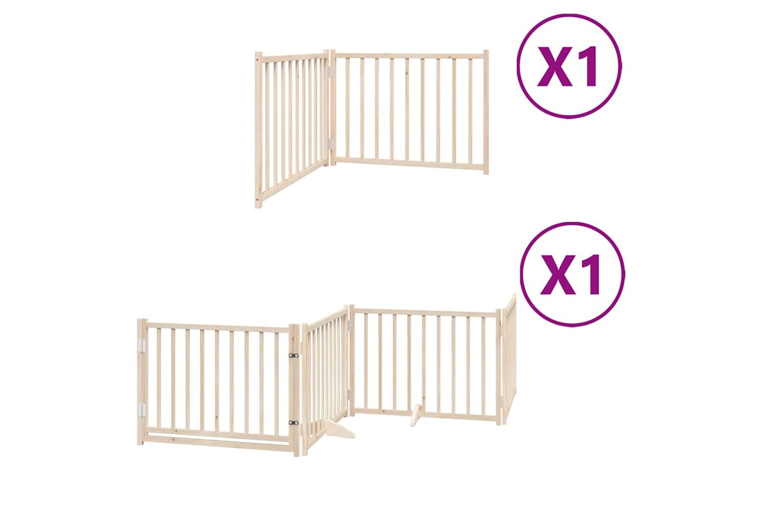 Vidaxl Dog Gate With Door Foldable 6 Panels 480 Cm Poplar Wood-2