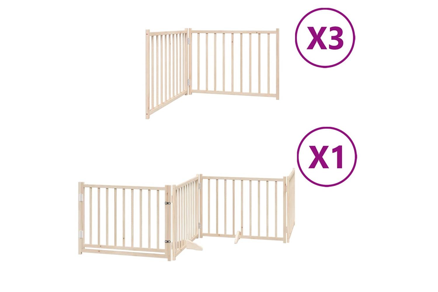 Vidaxl Dog Gate With Door Foldable 10 Panels 800 Cm Poplar Wood-2