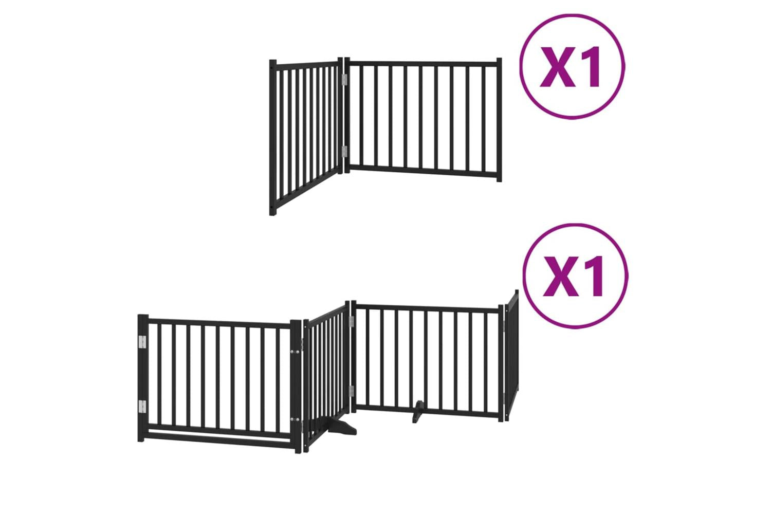 Vidaxl Dog Gate With Door Foldable 6 Panels Black 480 Cm Poplar Wood-2