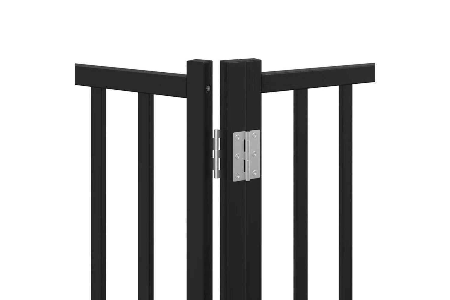 Vidaxl Dog Gate With Door Foldable 6 Panels Black 480 Cm Poplar Wood-10
