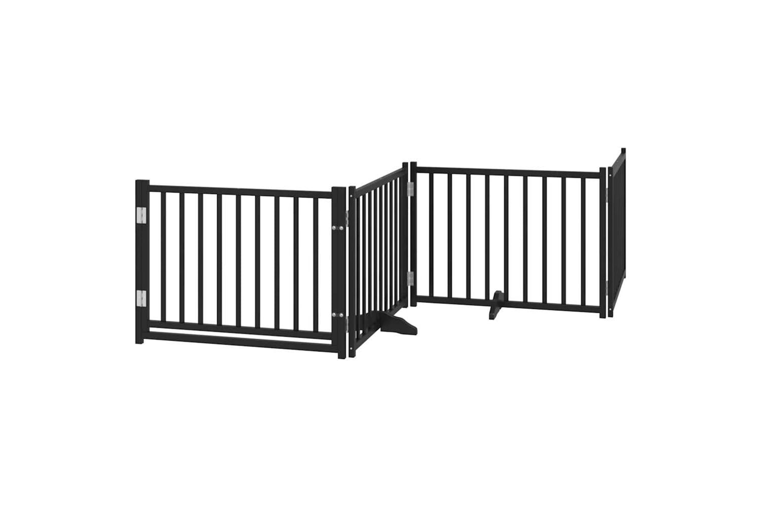 Vidaxl Dog Gate With Door Foldable 12 Panels Black 960 Cm Poplar Wood-3