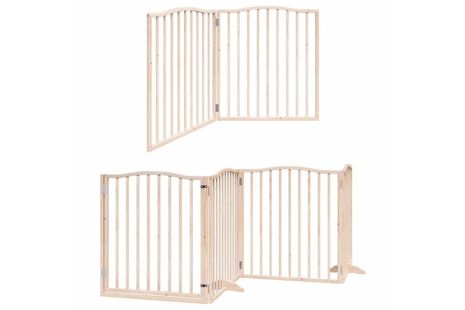 Vidaxl Dog Gate With Door Foldable 6 Panels 480 Cm Poplar Wood-3