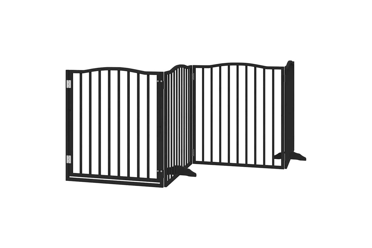Vidaxl Dog Gate With Door Foldable 12 Panels Black 960 Cm Poplar Wood-4