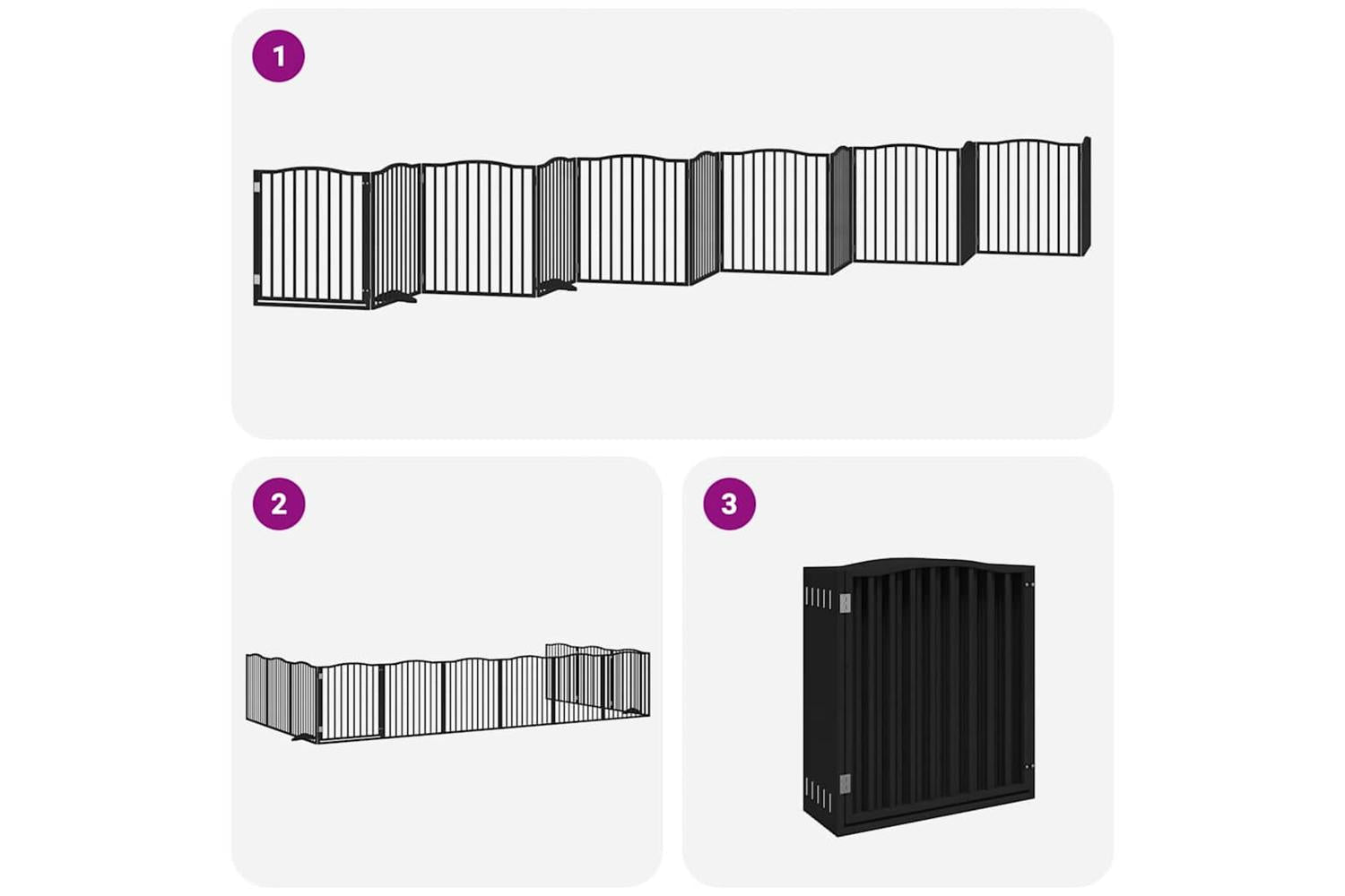 Vidaxl Dog Gate With Door Foldable 12 Panels Black 960 Cm Poplar Wood-6