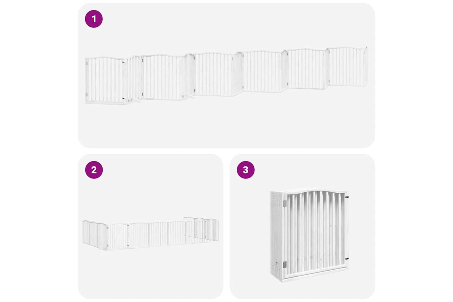 Vidaxl Dog Gate With Door Foldable 12 Panels White 960 Cm Poplar Wood-6