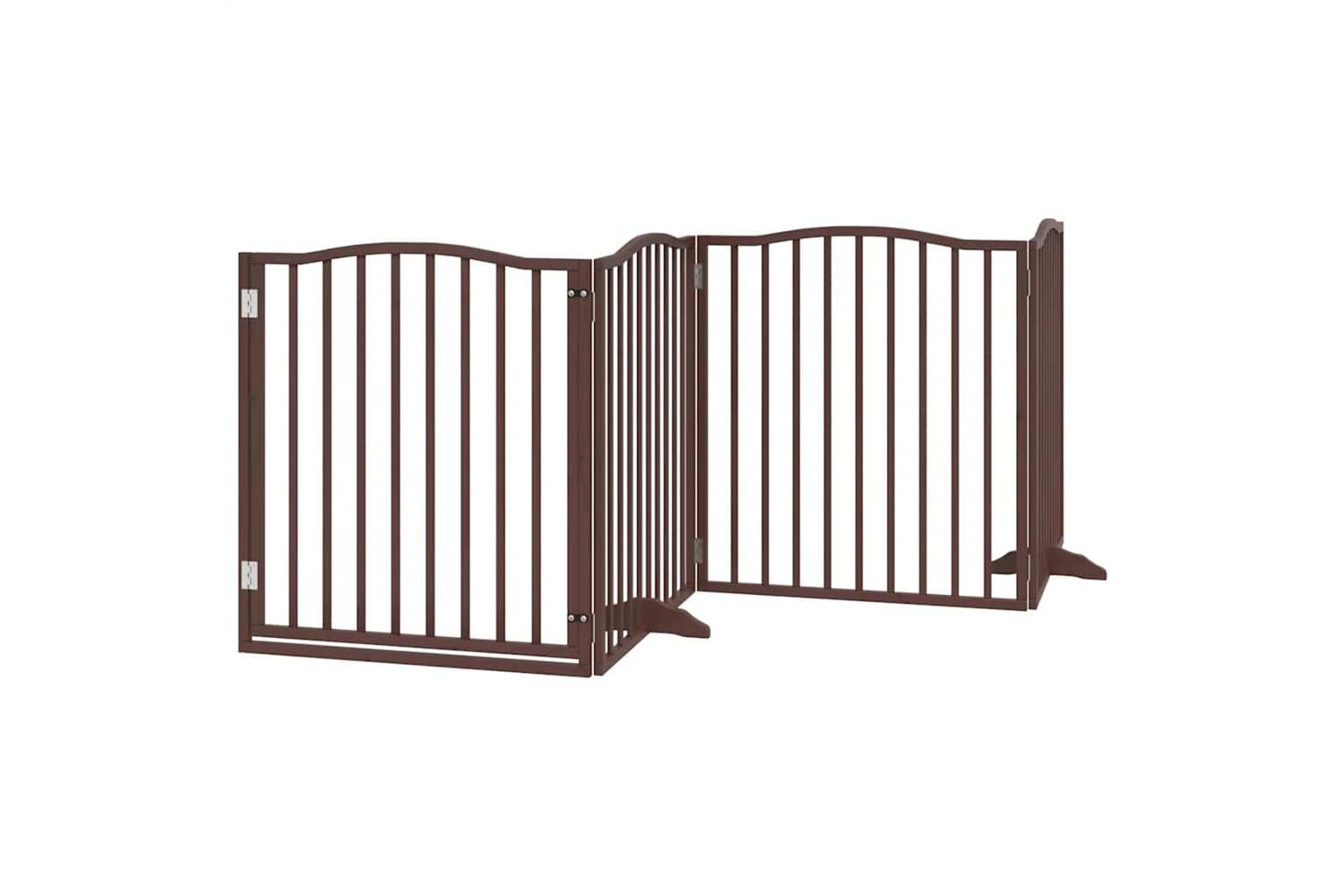 Vidaxl Dog Gate With Door Foldable 10 Panels Brown 800 Cm Poplar Wood-4