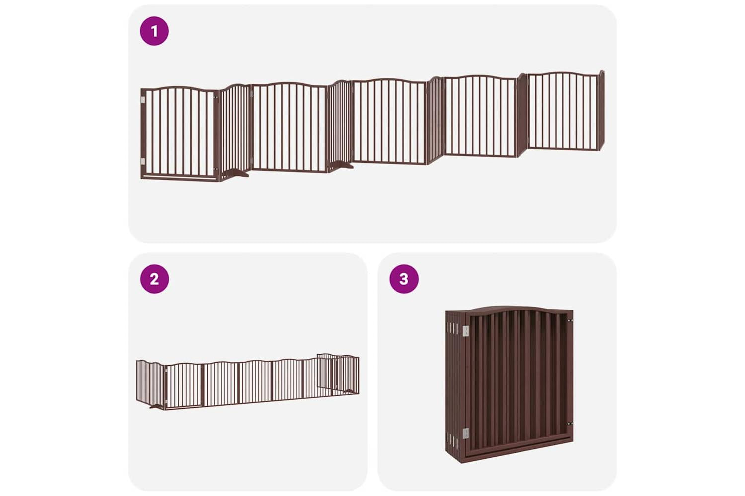Vidaxl Dog Gate With Door Foldable 10 Panels Brown 800 Cm Poplar Wood-6
