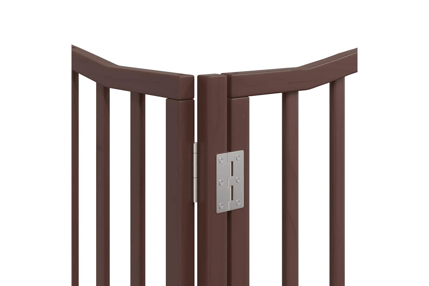 Vidaxl Dog Gate With Door Foldable 10 Panels Brown 800 Cm Poplar Wood-10