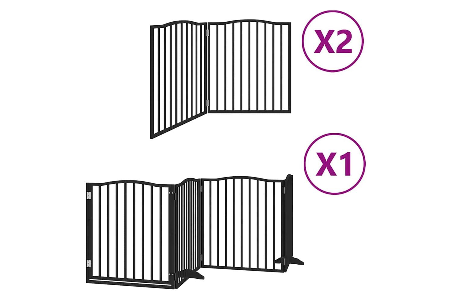 Vidaxl Dog Gate With Door Foldable 8 Panels Black 640 Cm Poplar Wood-2