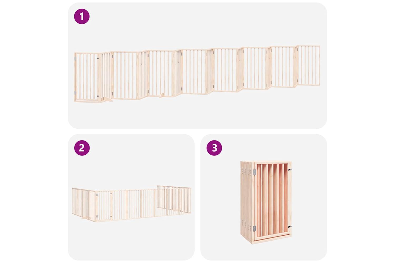 Vidaxl Dog Gate With Door Foldable 15 Panels 750 Cm Poplar Wood-6