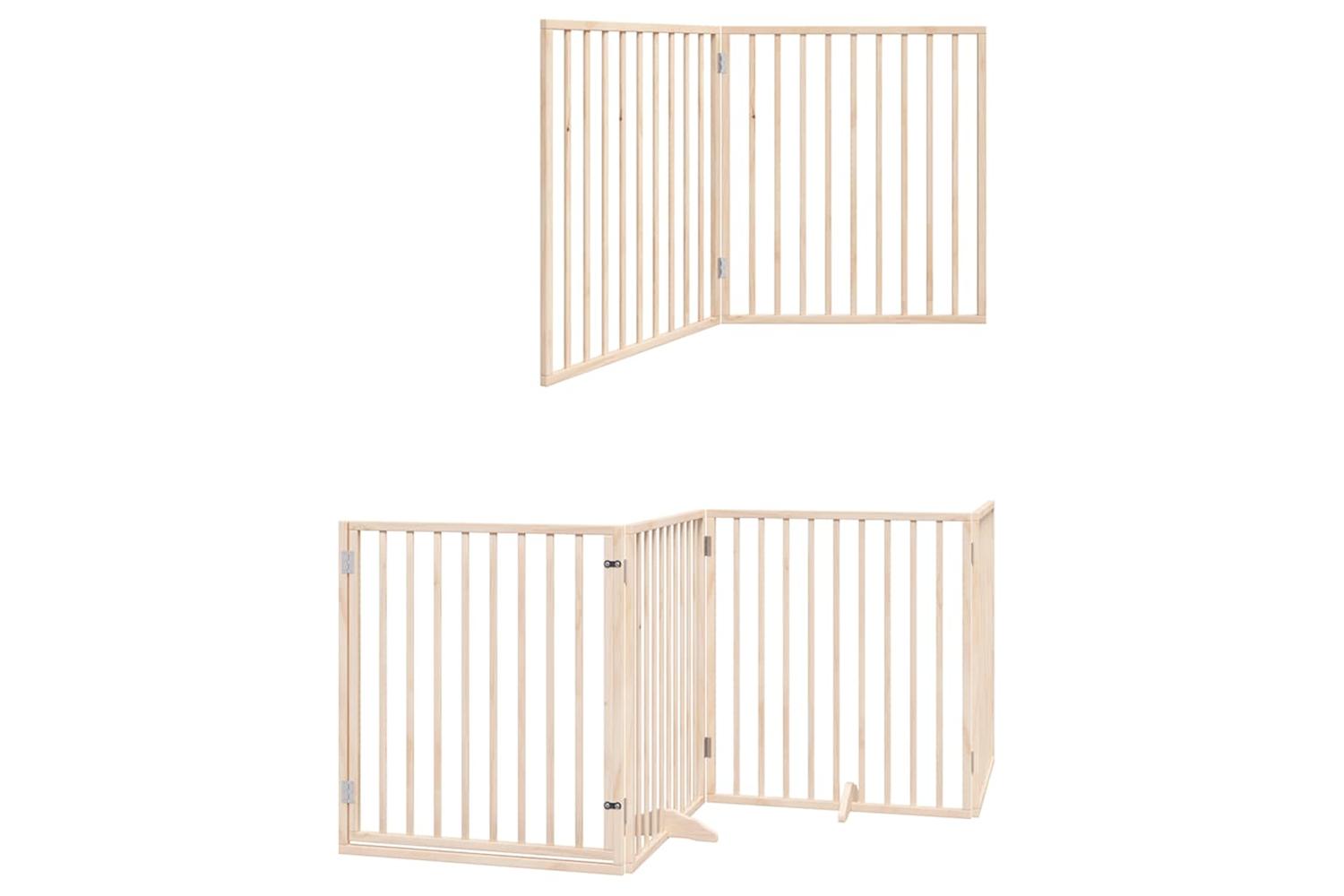 Vidaxl Dog Gate With Door Foldable 12 Panels 960 Cm Poplar Wood-3