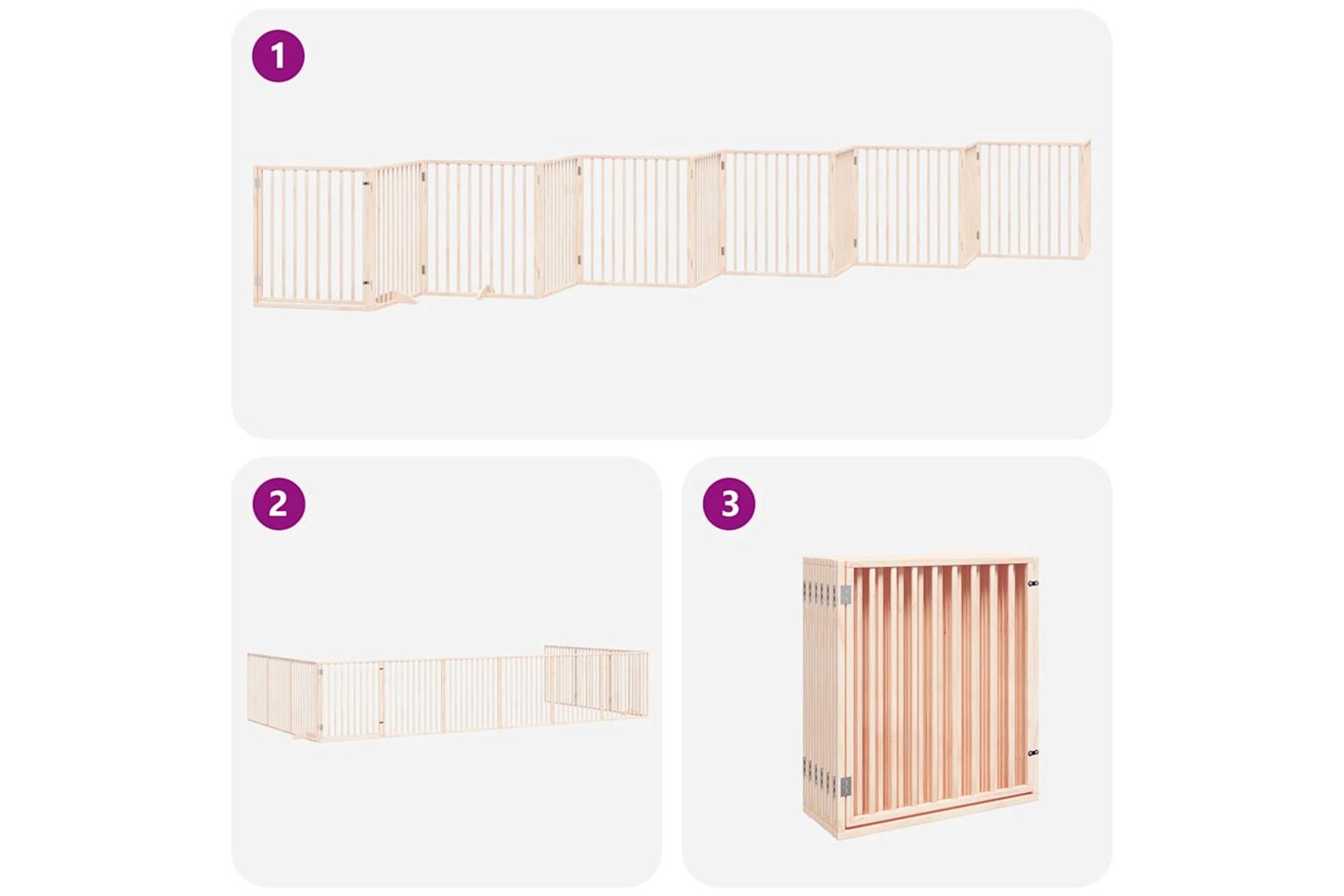 Vidaxl Dog Gate With Door Foldable 12 Panels 960 Cm Poplar Wood-6