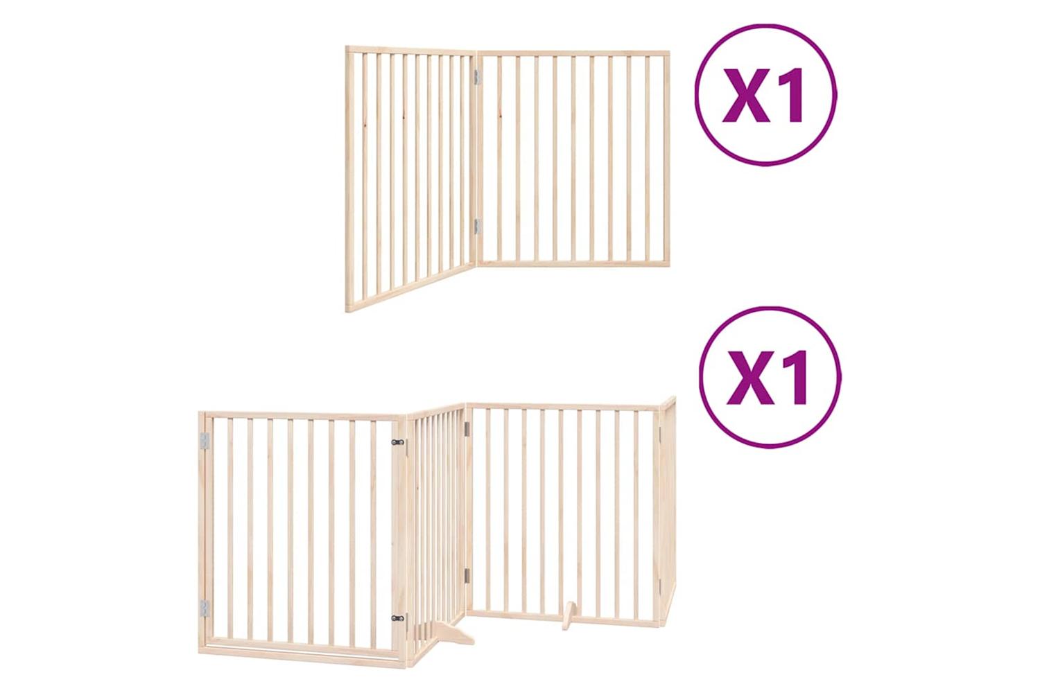 Vidaxl Dog Gate With Door Foldable 6 Panels 480 Cm Poplar Wood-2