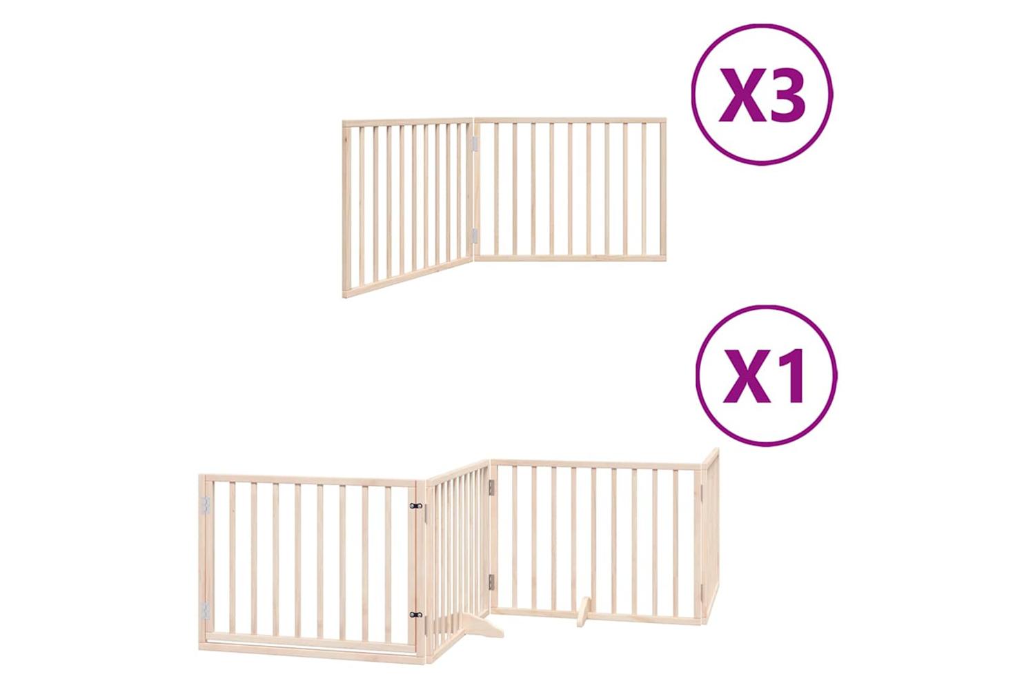 Vidaxl Dog Gate With Door Foldable 10 Panels 800 Cm Poplar Wood-2