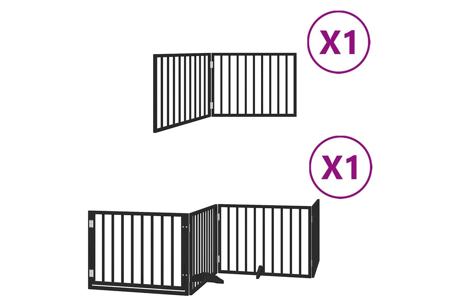 Vidaxl Dog Gate With Door Foldable 6 Panels Black 480 Cm Poplar Wood-2