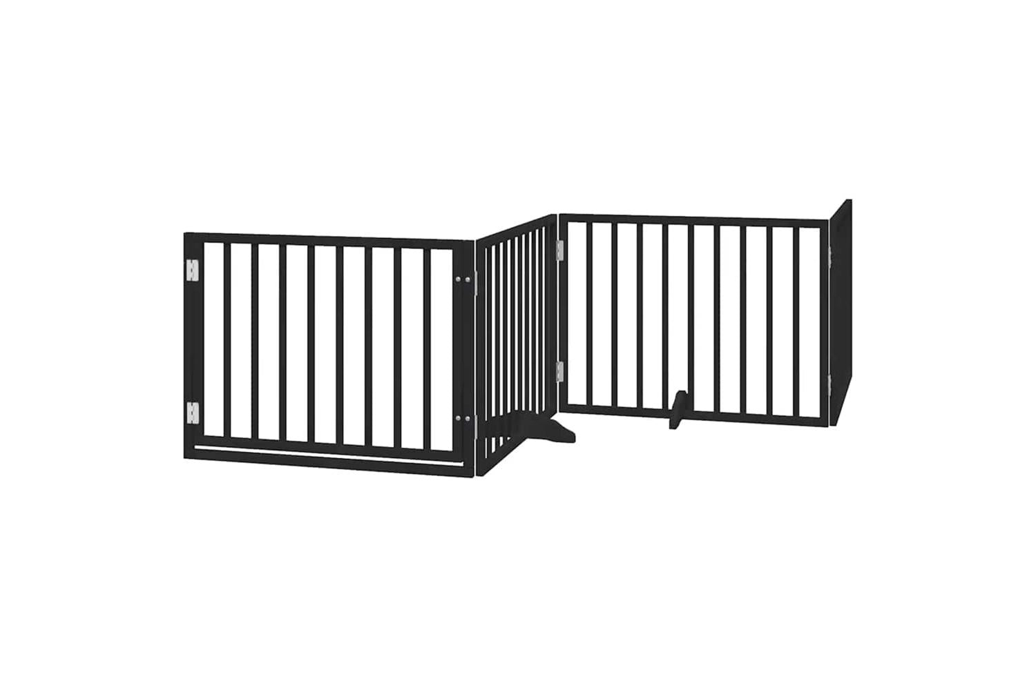 Vidaxl Dog Gate With Door Foldable 6 Panels Black 480 Cm Poplar Wood-3