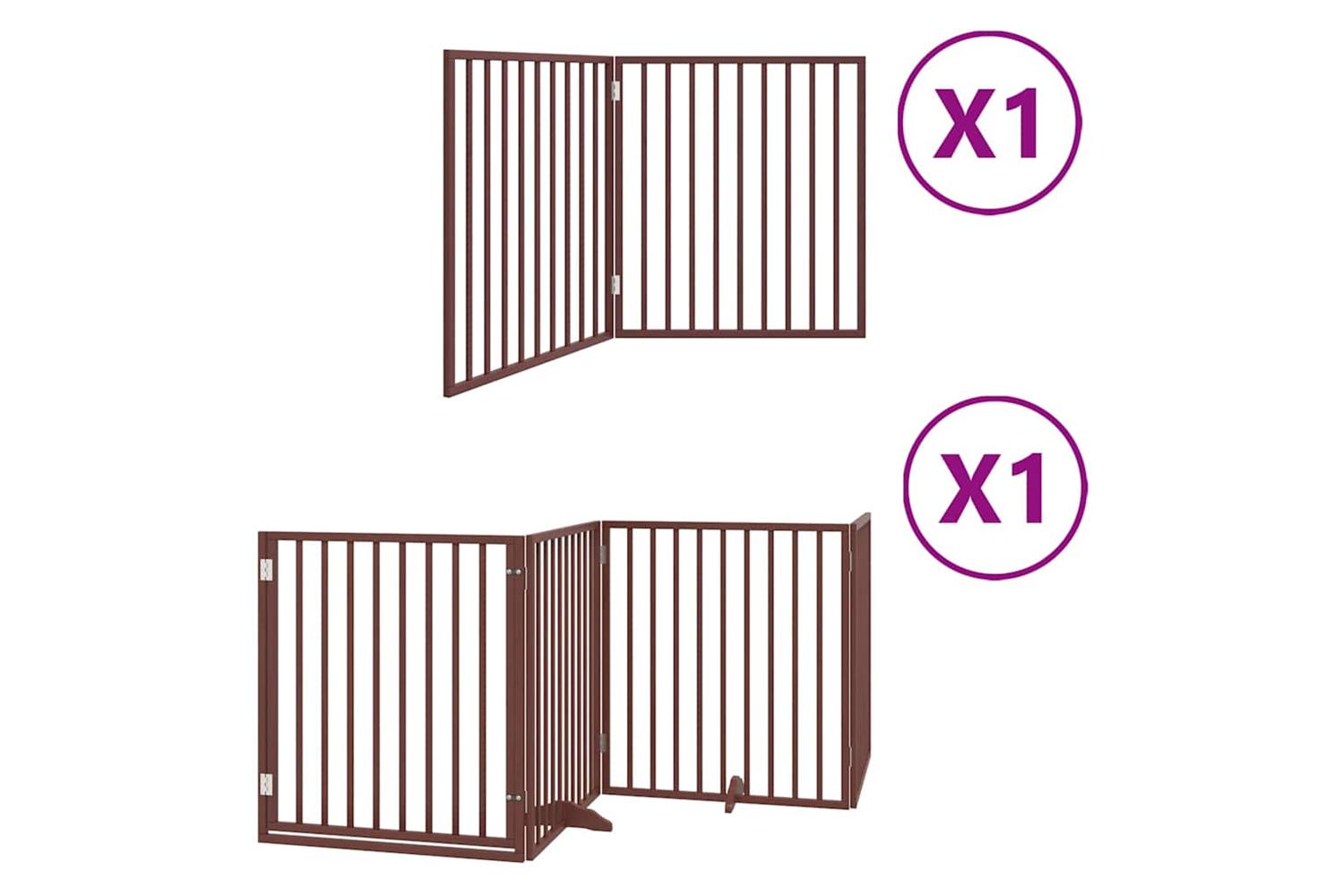 Vidaxl Dog Gate With Door Foldable 6 Panels Brown 480 Cm Poplar Wood