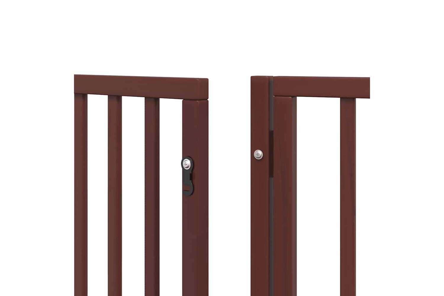 Vidaxl Dog Gate With Door Foldable 6 Panels Brown 480 Cm Poplar Wood-9