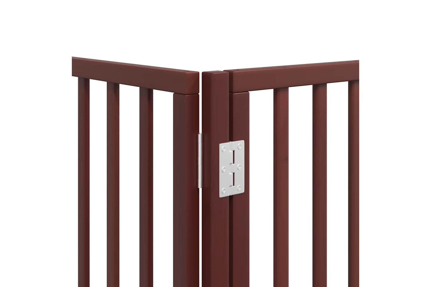 Vidaxl Dog Gate With Door Foldable 6 Panels Brown 480 Cm Poplar Wood-10