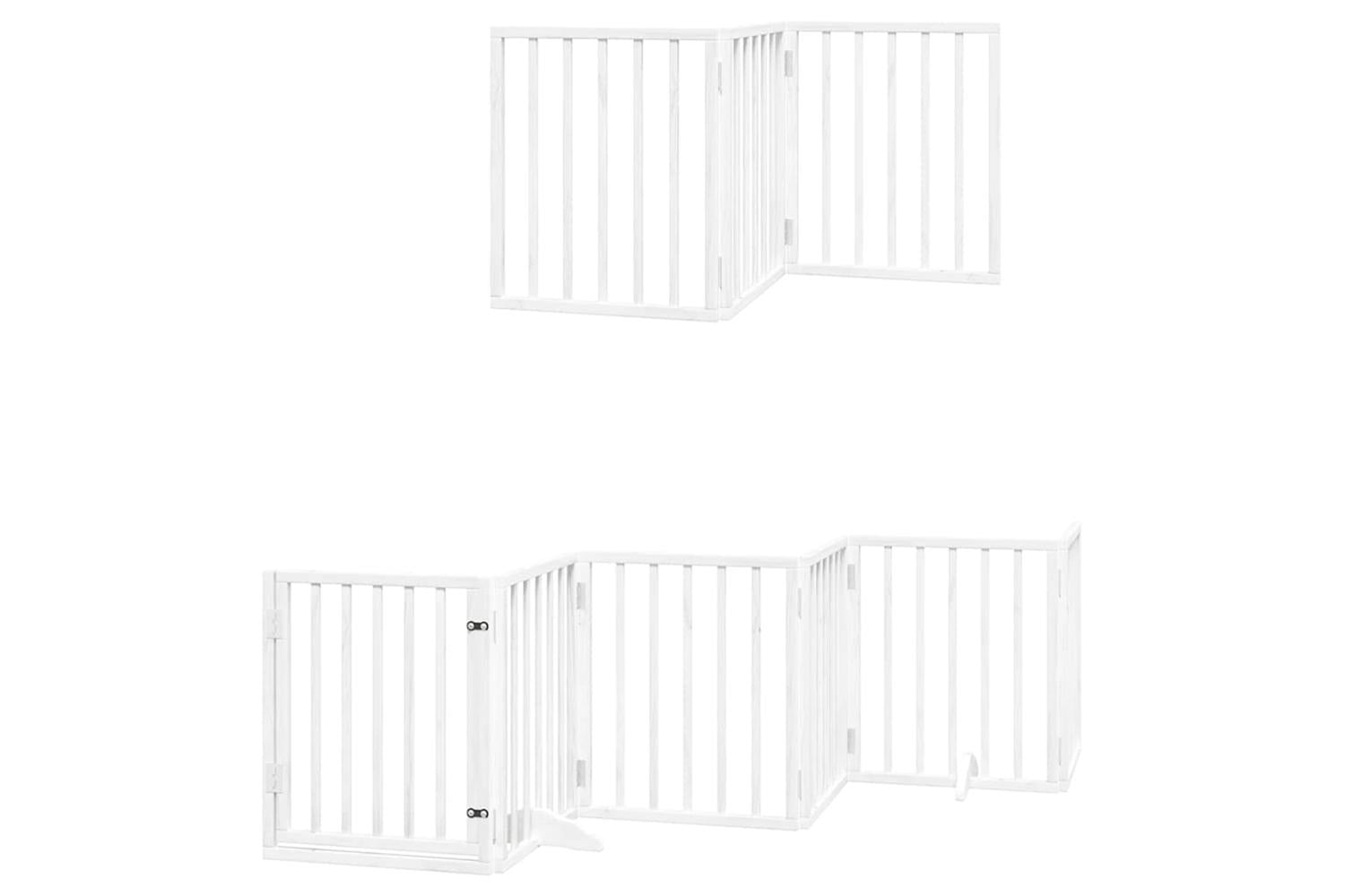 Vidaxl Dog Gate With Door Foldable 12 Panels White 600 Cm Poplar Wood-3