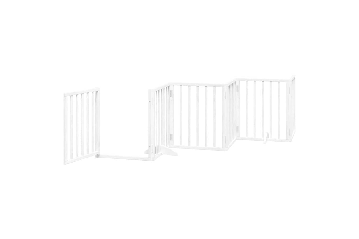 Vidaxl Dog Gate With Door Foldable 12 Panels White 600 Cm Poplar Wood-5