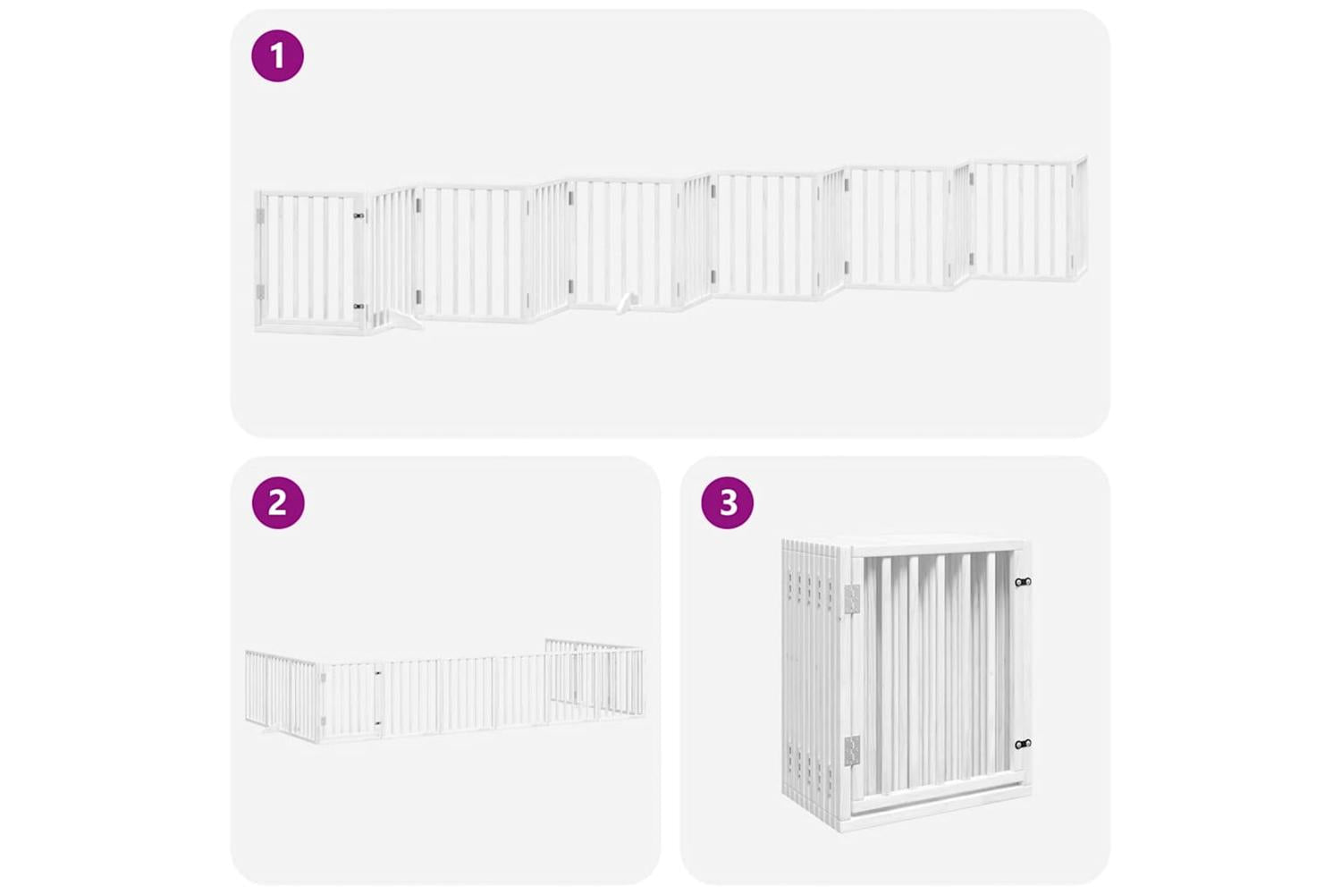 Vidaxl Dog Gate With Door Foldable 12 Panels White 600 Cm Poplar Wood-6