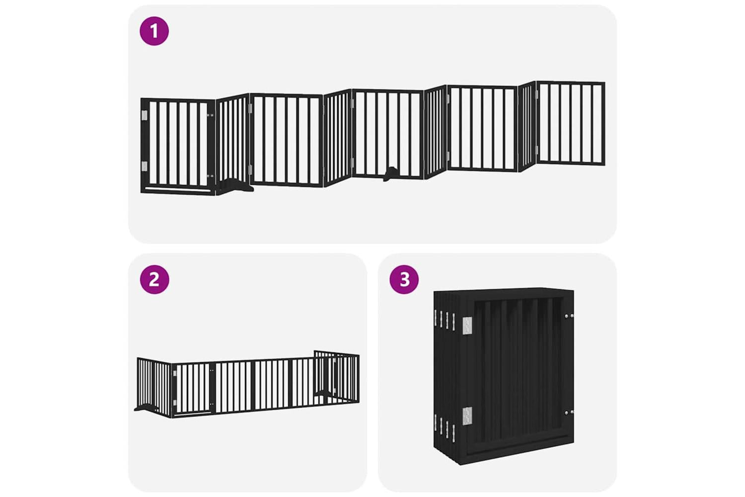 Vidaxl Dog Gate With Door Foldable 9 Panels Black 450 Cm Poplar Wood-6