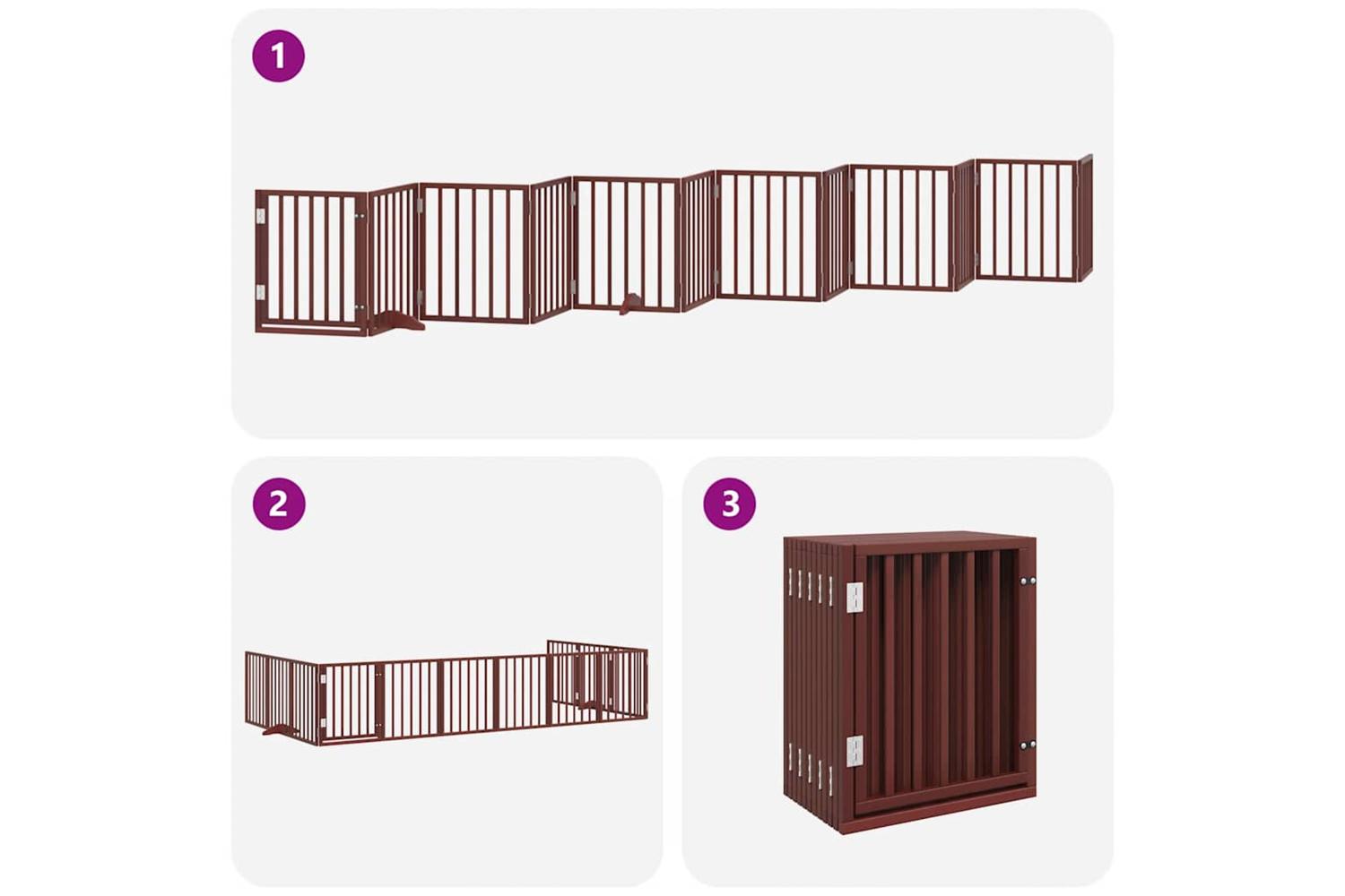 Vidaxl Dog Gate With Door Foldable 12 Panels Brown 600 Cm Poplar Wood-5