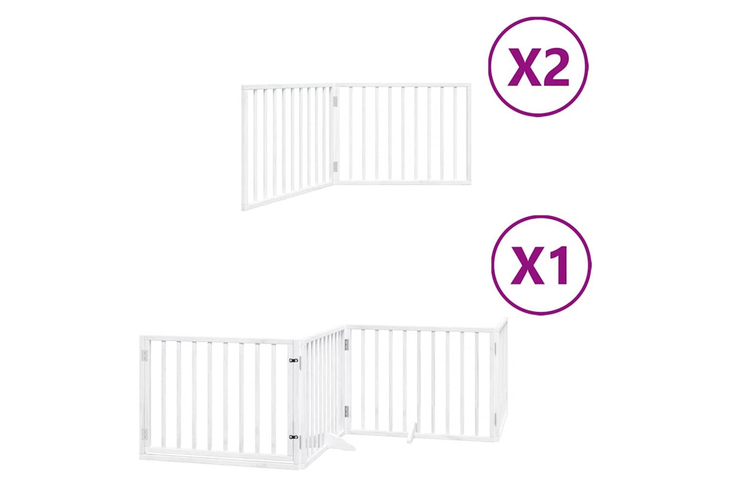 Vidaxl Dog Gate With Door Foldable 8 Panels White 640 Cm Poplar Wood-2