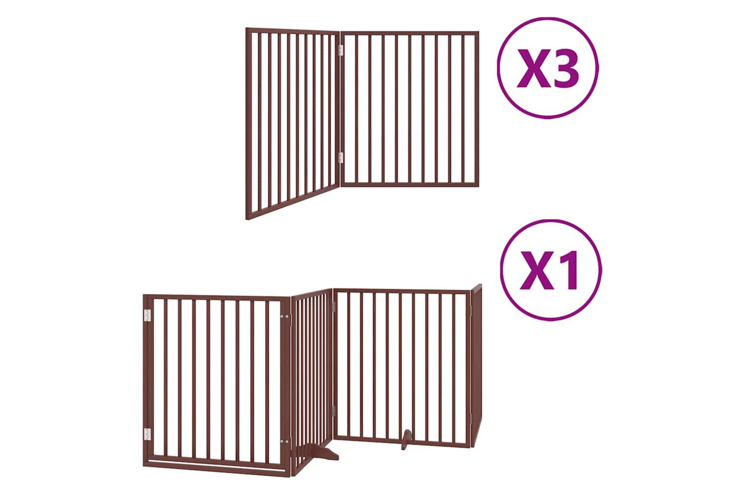 Vidaxl Dog Gate With Door Foldable 10 Panels Brown 800 Cm Poplar Wood-2