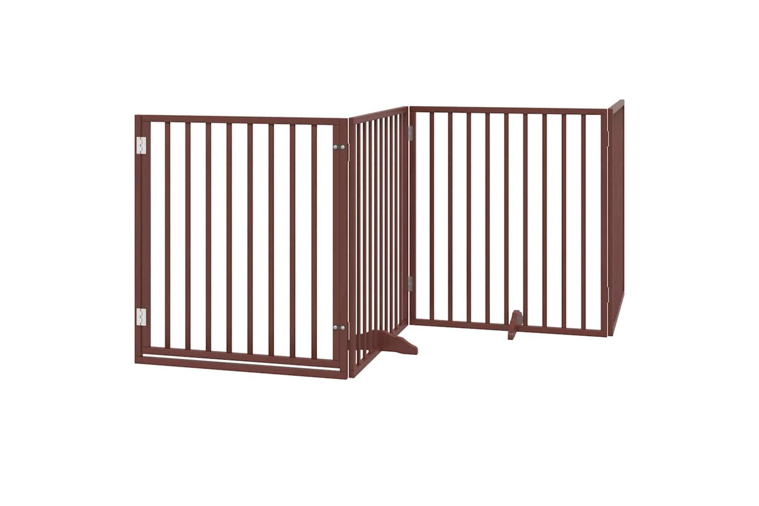 Vidaxl Dog Gate With Door Foldable 10 Panels Brown 800 Cm Poplar Wood-3