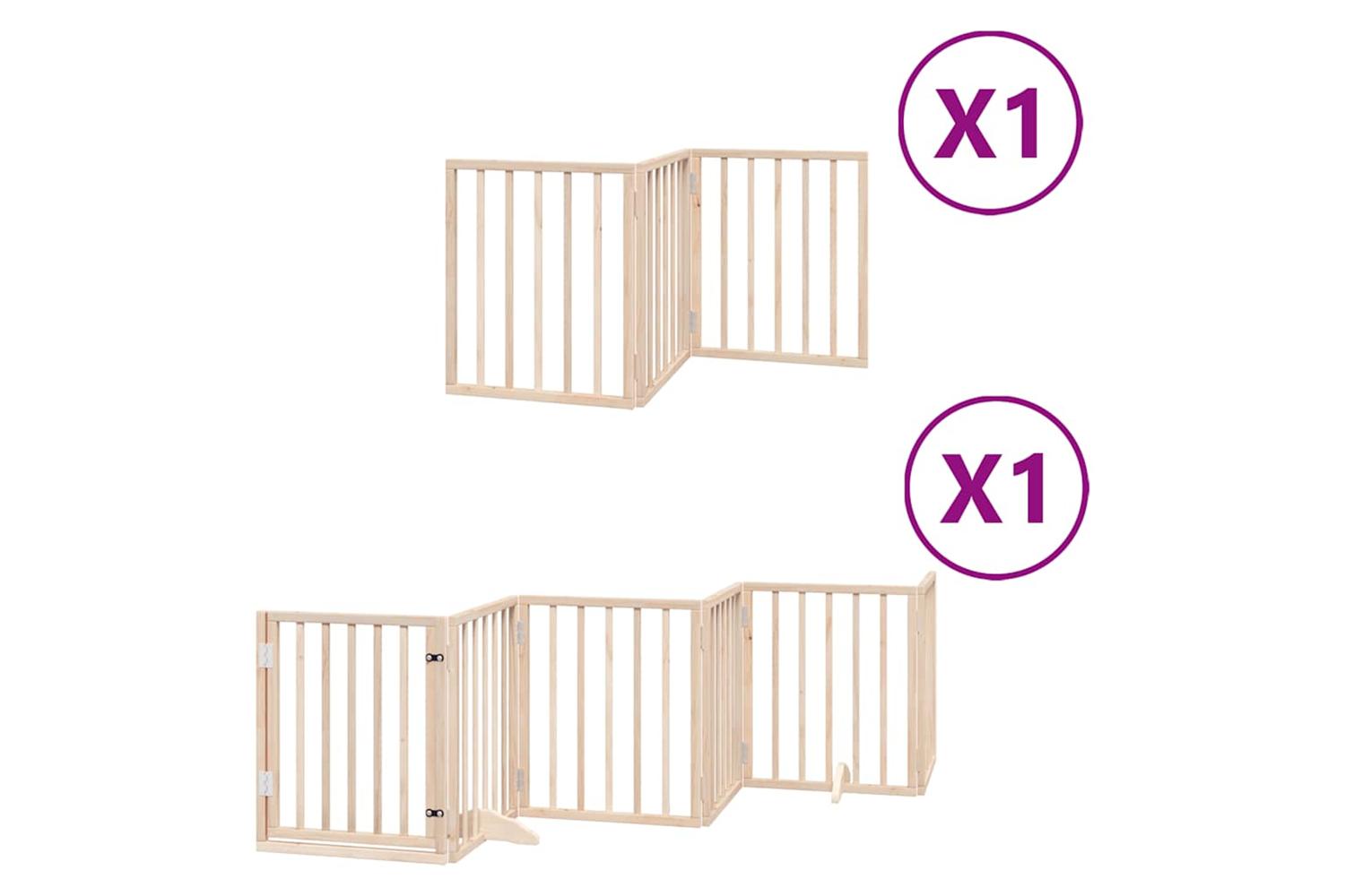 Vidaxl Dog Gate With Door Foldable 9 Panels 450 Cm Poplar Wood-2