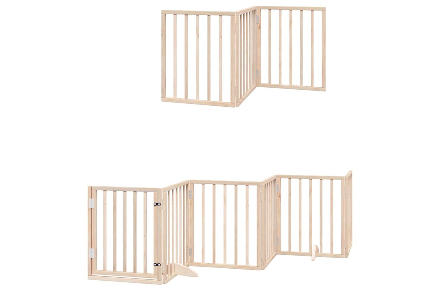 Vidaxl Dog Gate With Door Foldable 9 Panels 450 Cm Poplar Wood-3