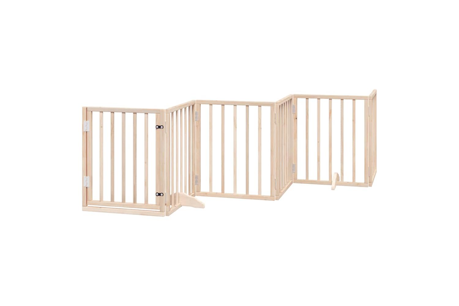 Vidaxl Dog Gate With Door Foldable 9 Panels 450 Cm Poplar Wood-4